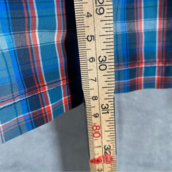 The North Face-Mens Short Sleeve Button Down Shirt-Large-Blue Plaid-Hiking Camp - Picture 3 of 8